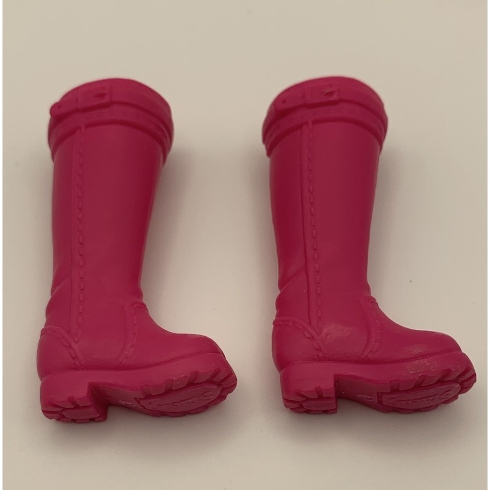 Barbie Stacie Doll Shoes Construction Combat Pink Riding Boots Flat Feet - Picture 2 of 4